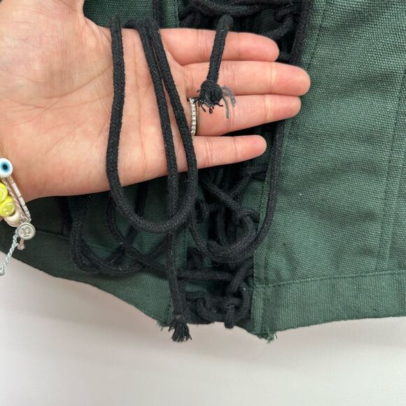 Mytholon Medieval Renaissance Dark Green Cotton Twill Lace Up Bodice - Picture 7 of 8